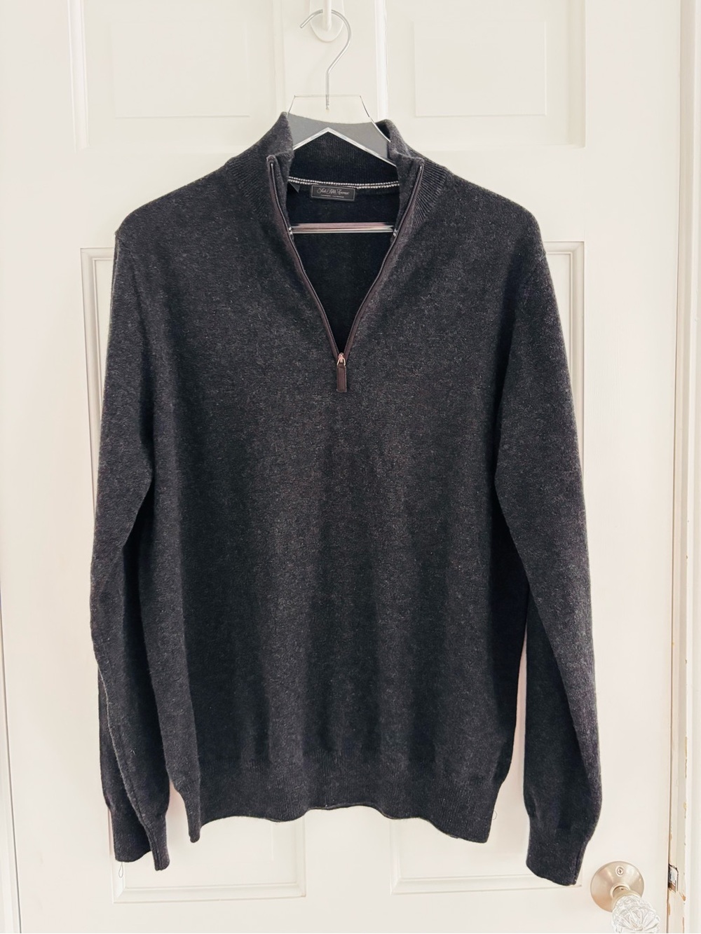 Saks Fifth Avenue Men's Half-Zip Cashmere Dark Gray Sweater Size: Large